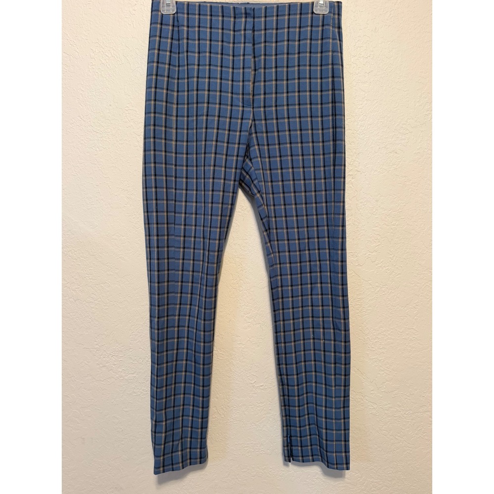 Ann Taylor Blue Plaid Ankle Pants Slim Leg Zippers Size 6 576258 FA21